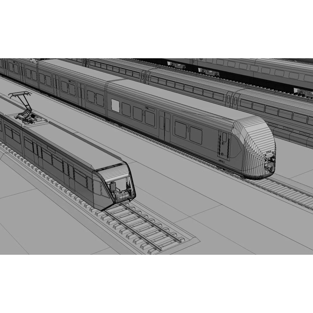 Bullet Train 3D Model – High-Speed Rail Vehicle Collection, FBX/OBJ - View 12