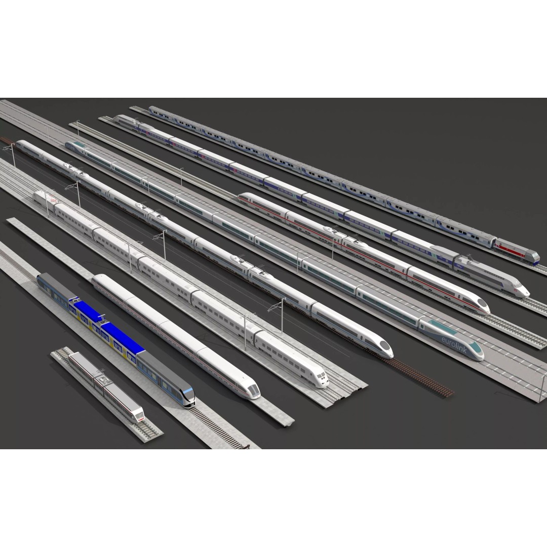 Bullet Train 3D Model – High-Speed Rail Vehicle Collection, FBX/OBJ - View 2