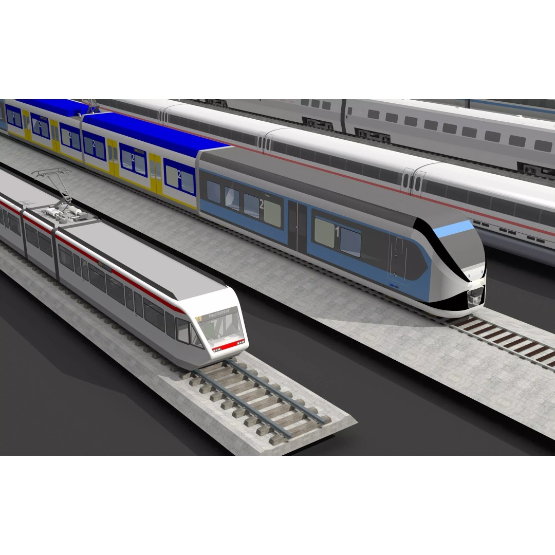 Bullet Train 3D Model – High-Speed Rail Vehicle Collection, FBX/OBJ - View 3