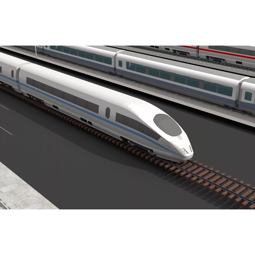 Bullet Train 3D Model – High-Speed Rail Vehicle Collection, FBX/OBJ - View 6