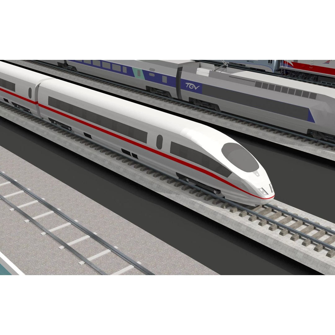 Bullet Train 3D Model – High-Speed Rail Vehicle Collection, FBX/OBJ - View 8