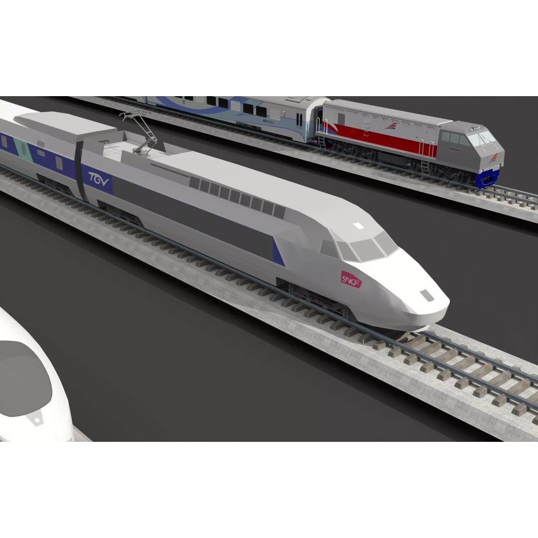 Bullet Train 3D Model – High-Speed Rail Vehicle Collection, FBX/OBJ - View 9