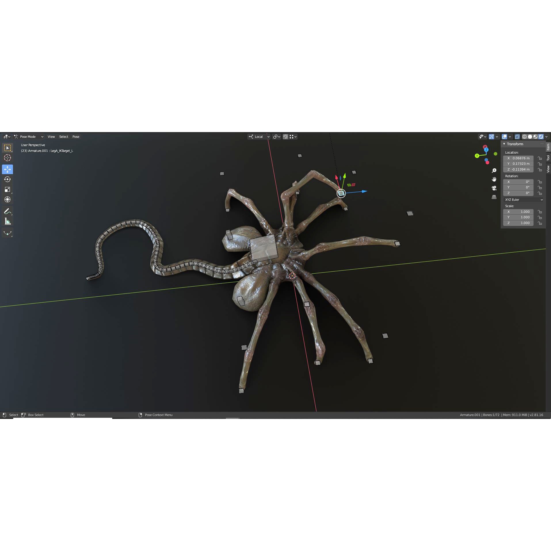 Alien Facehugger - Low-Poly Game-Ready 3D Model - View 13