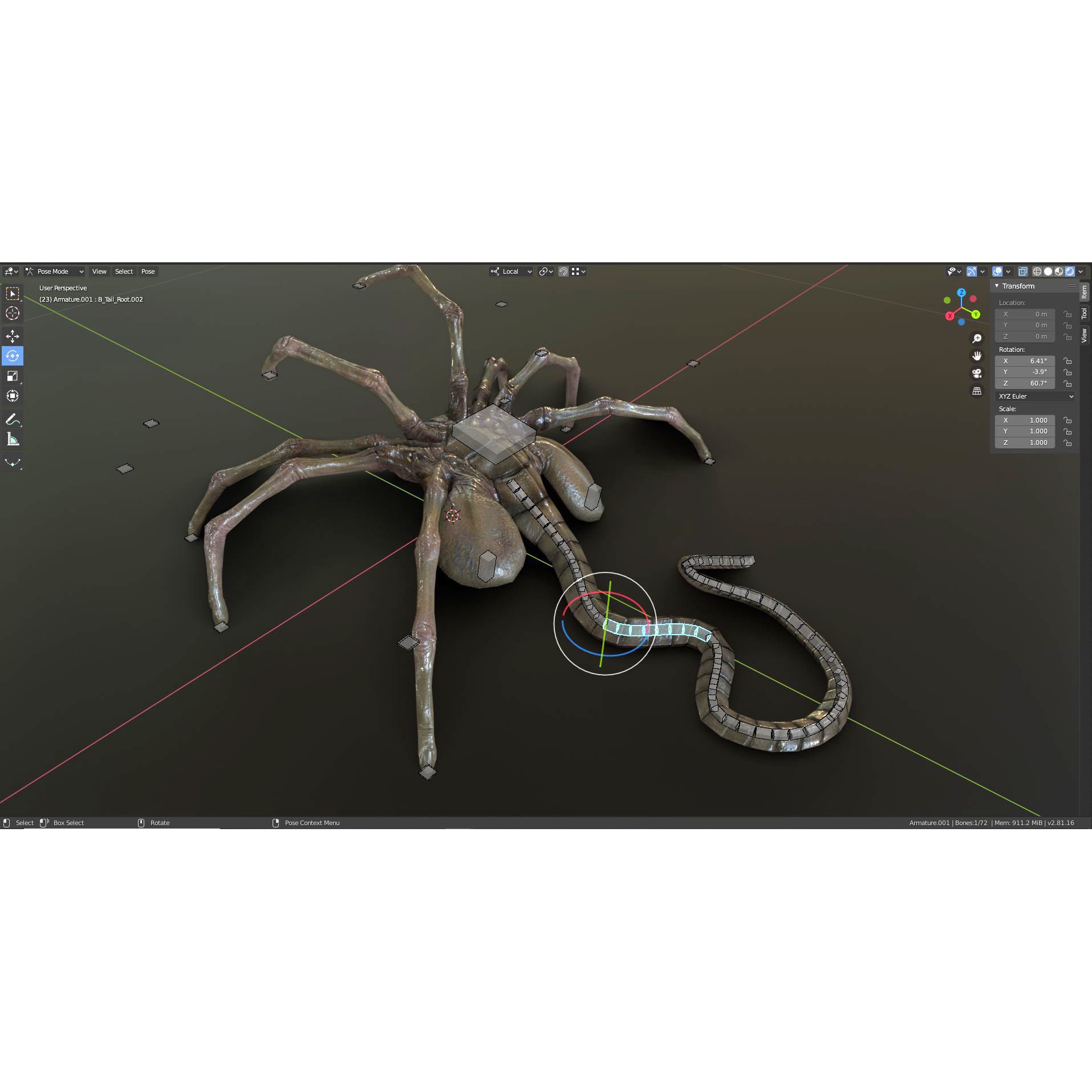 Alien Facehugger - Low-Poly Game-Ready 3D Model - View 14