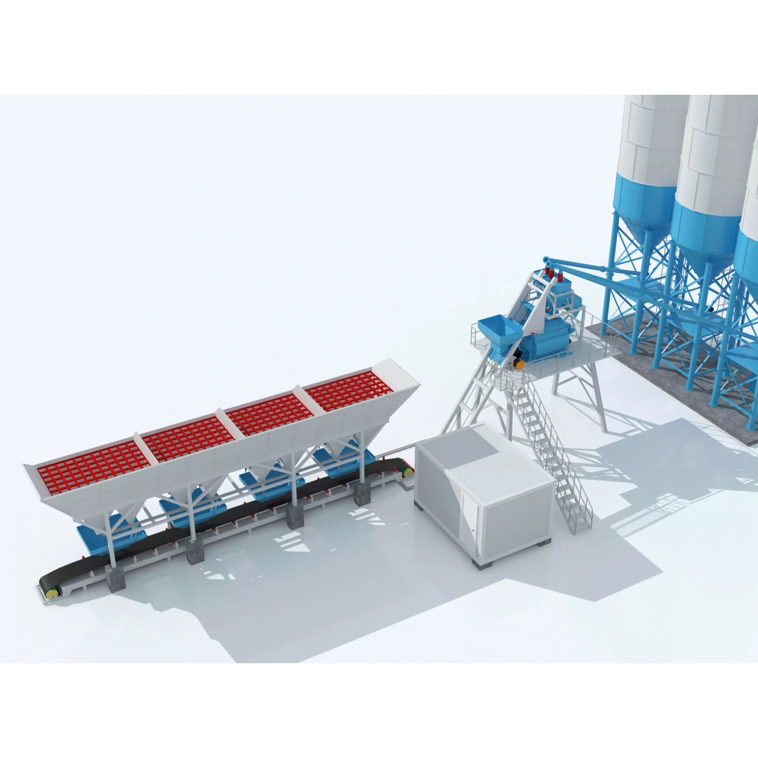 Concrete Batching Plant 3D Model – Industrial Stationary Mixer, FBX, OBJ - View 5