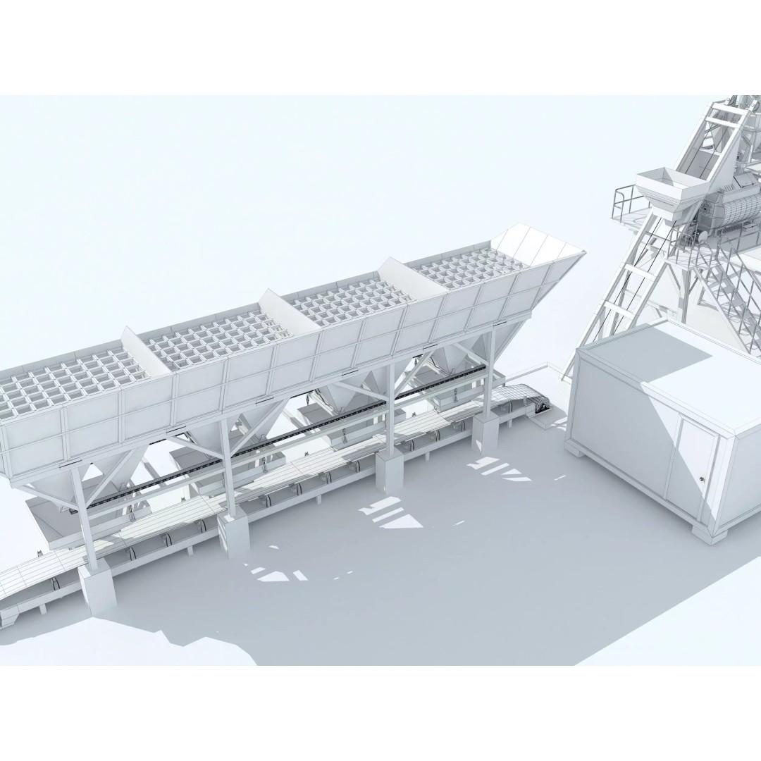 Concrete Batching Plant 3D Model – Industrial Stationary Mixer, FBX, OBJ - View 7