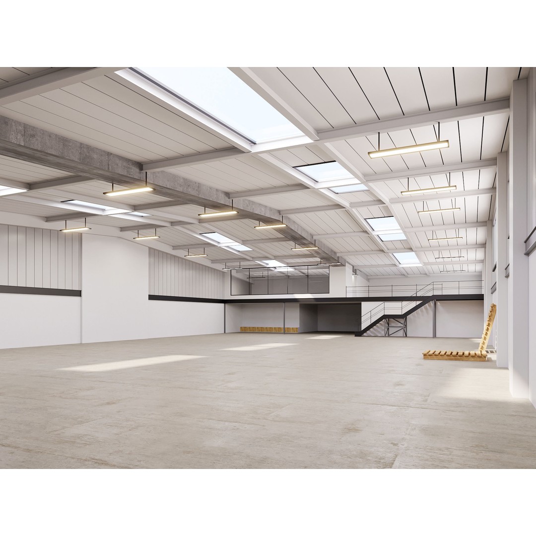 Low Poly Warehouse 3D Model – Versatile Industrial Hall, FBX & More - View 3