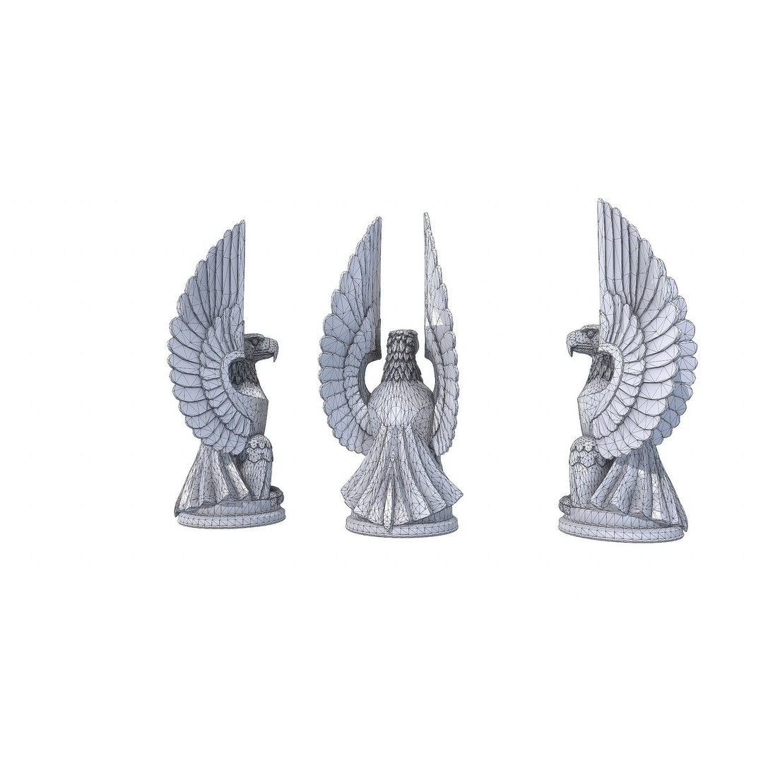 Eagle Sculpture 3D Model – Low Poly PBR Asset, FBX, OBJ