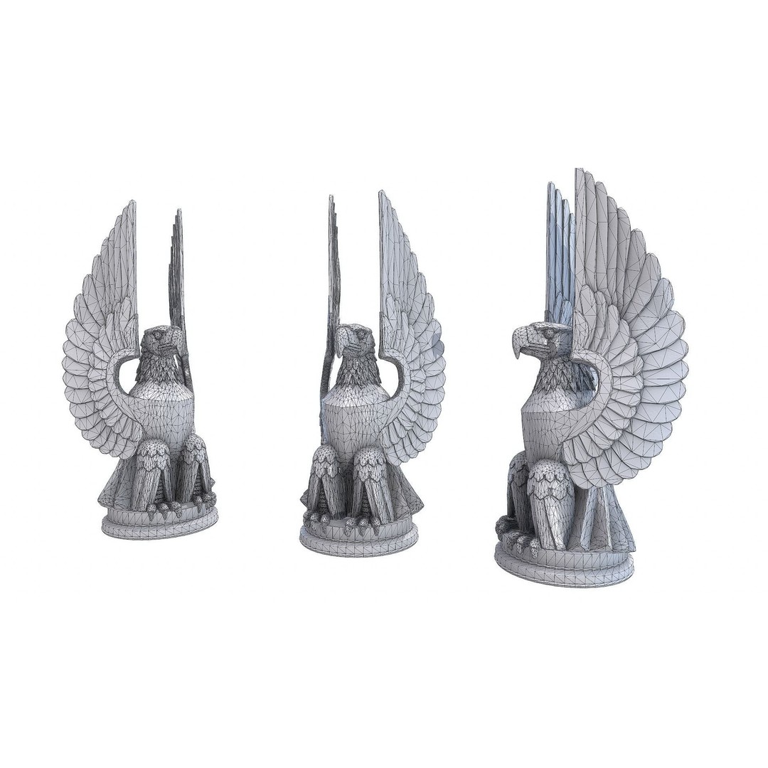 Eagle Sculpture 3D Model – Low Poly PBR Asset, FBX, OBJ - View 10