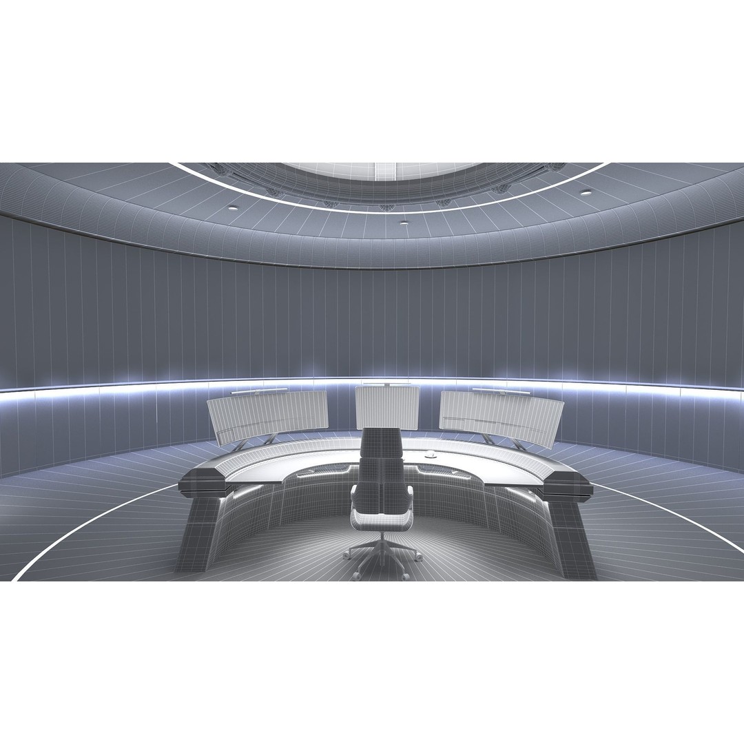 Small Control Room 3D Model – High Poly Architectural Interior, FBX - View 12