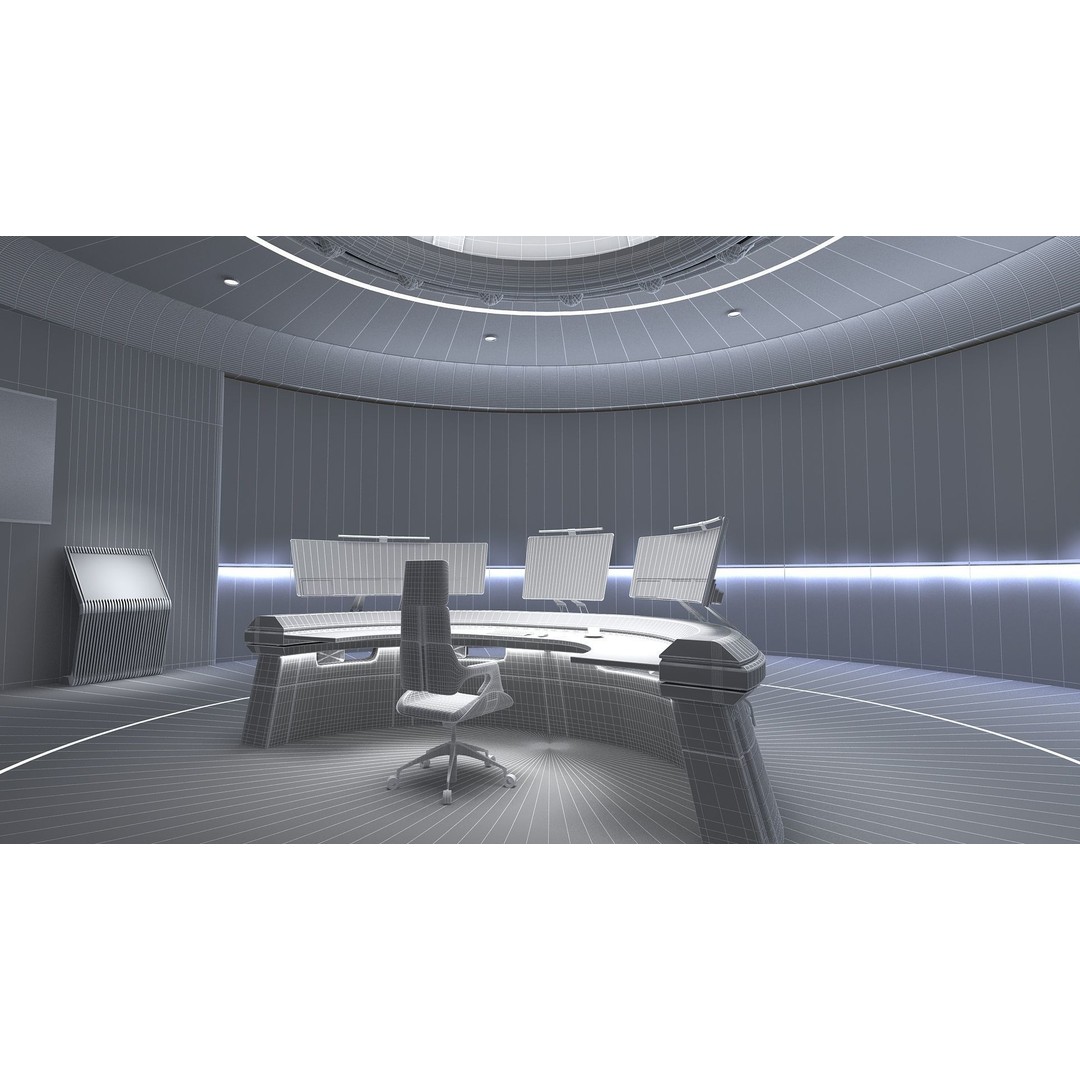 Small Control Room 3D Model – High Poly Architectural Interior, FBX - View 13