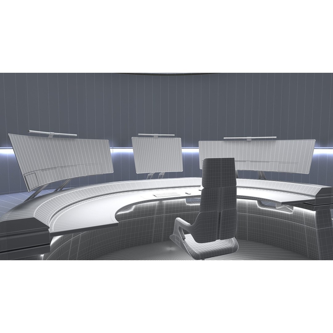 Small Control Room 3D Model – High Poly Architectural Interior, FBX - View 14