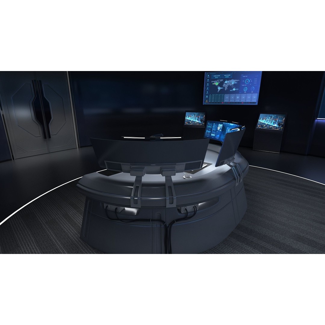 Small Control Room 3D Model – High Poly Architectural Interior, FBX - View 4