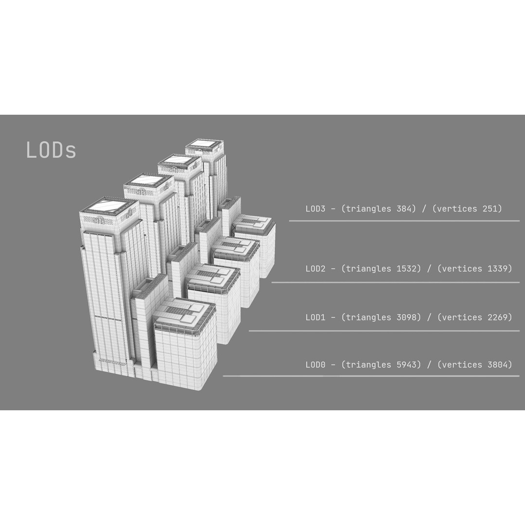 London 25 Canada Square 3D Model – Low Poly Skyscraper, Game Ready