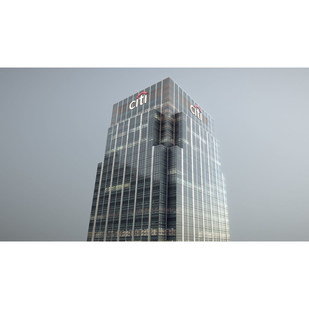 London 25 Canada Square 3D Model – Low Poly Skyscraper, Game Ready - View 10