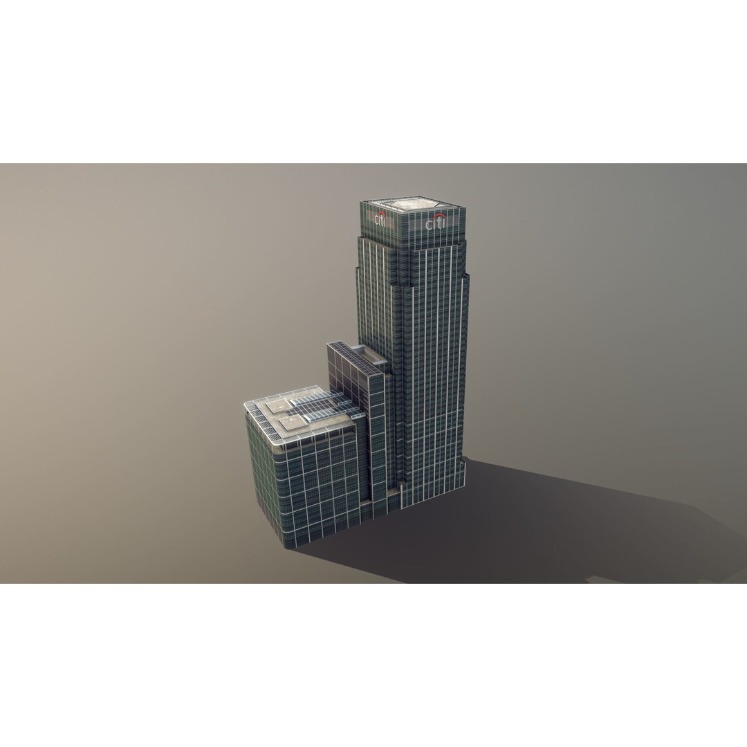 London 25 Canada Square 3D Model – Low Poly Skyscraper, Game Ready - View 14