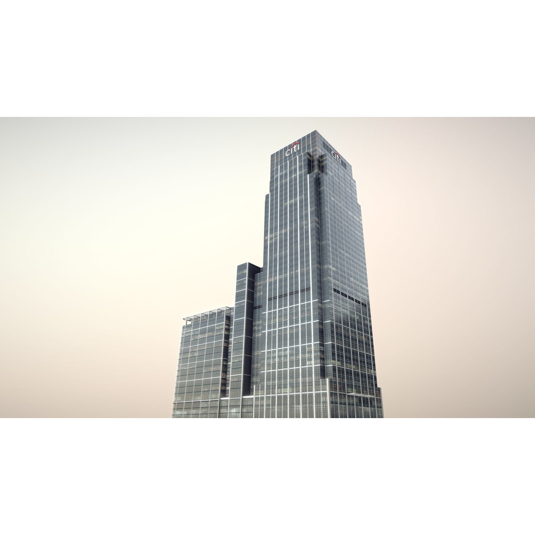 London 25 Canada Square 3D Model – Low Poly Skyscraper, Game Ready - View 16