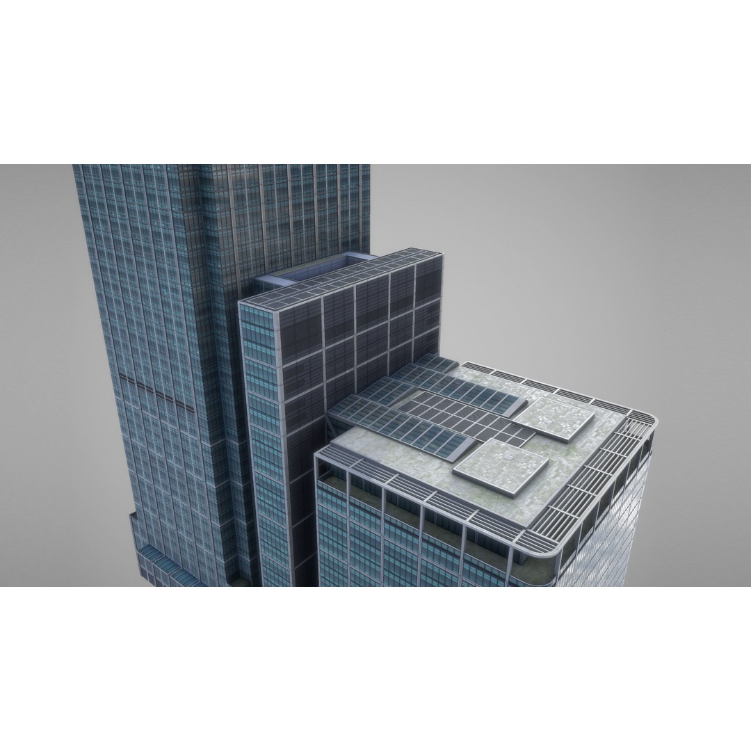 London 25 Canada Square 3D Model – Low Poly Skyscraper, Game Ready - View 18