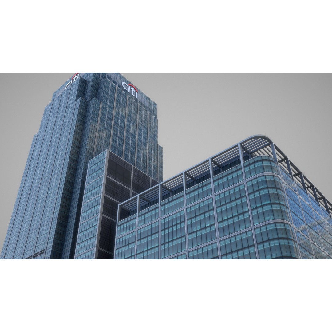 London 25 Canada Square 3D Model – Low Poly Skyscraper, Game Ready - View 19