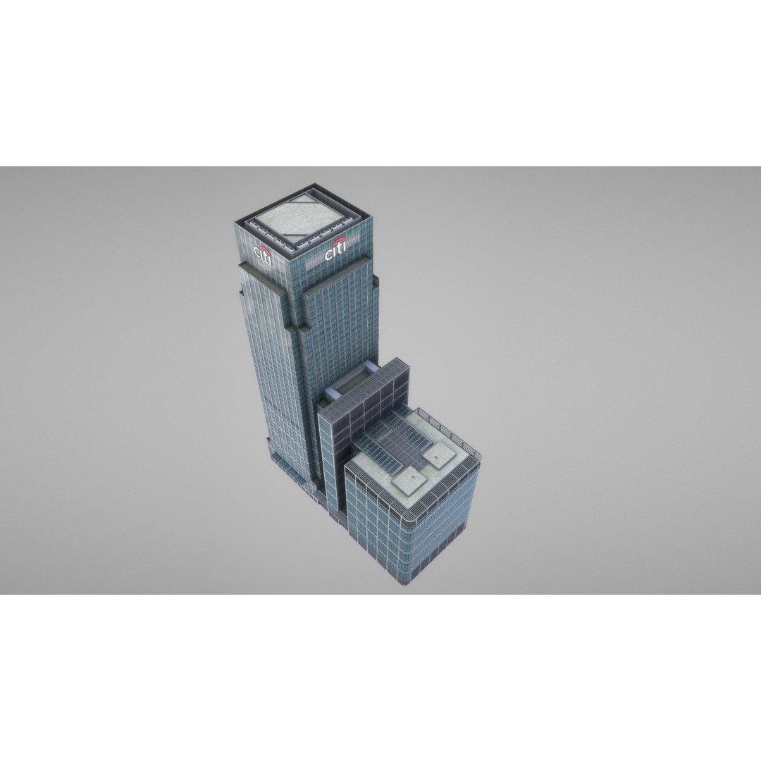 London 25 Canada Square 3D Model – Low Poly Skyscraper, Game Ready - View 20