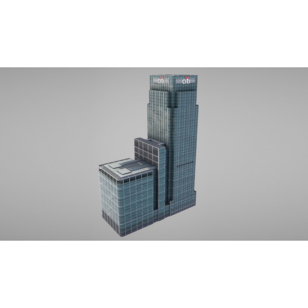 London 25 Canada Square 3D Model – Low Poly Skyscraper, Game Ready - View 21