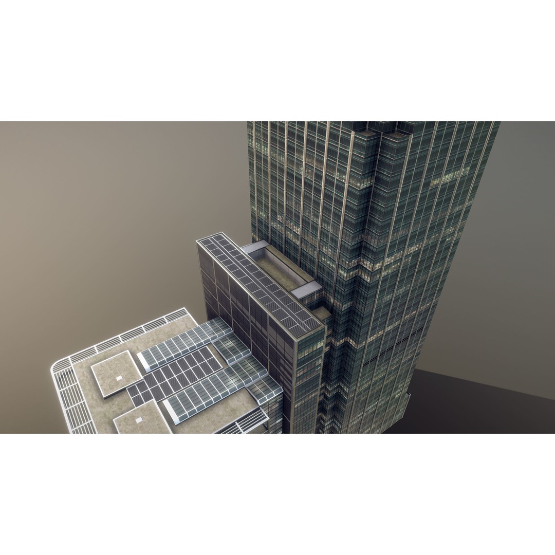 London 25 Canada Square 3D Model – Low Poly Skyscraper, Game Ready - View 3