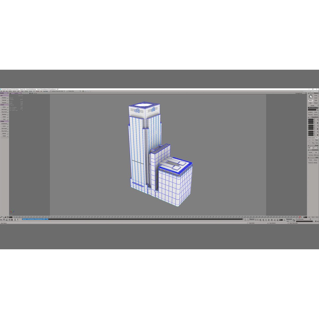 London 25 Canada Square 3D Model – Low Poly Skyscraper, Game Ready - View 34