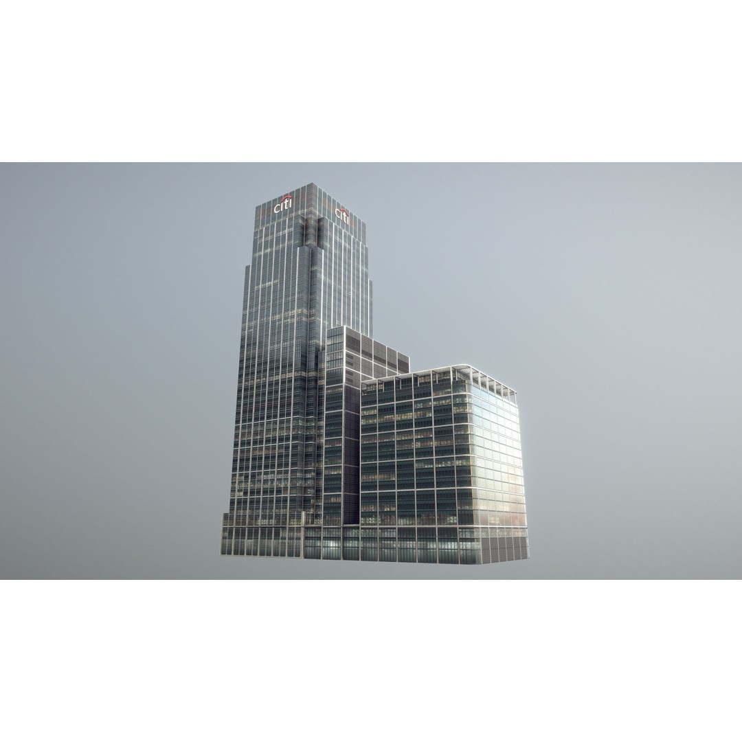 London 25 Canada Square 3D Model – Low Poly Skyscraper, Game Ready - View 4