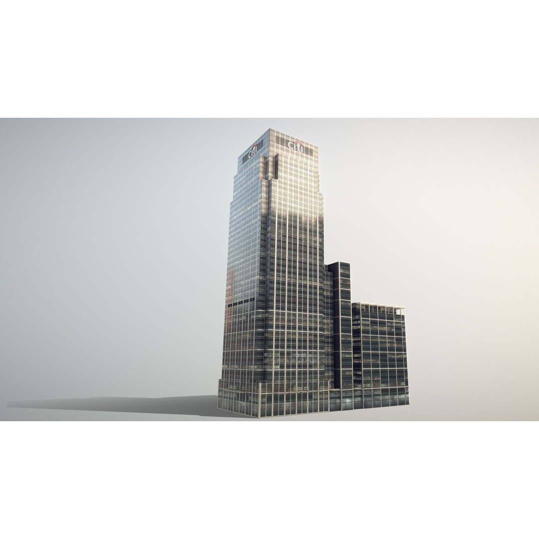 London 25 Canada Square 3D Model – Low Poly Skyscraper, Game Ready - View 5