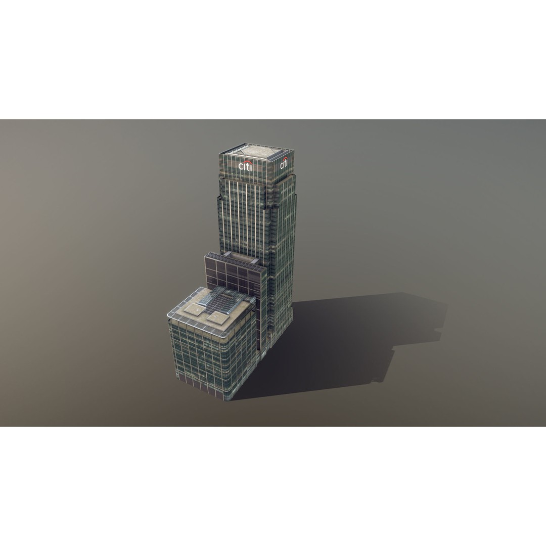 London 25 Canada Square 3D Model – Low Poly Skyscraper, Game Ready - View 7