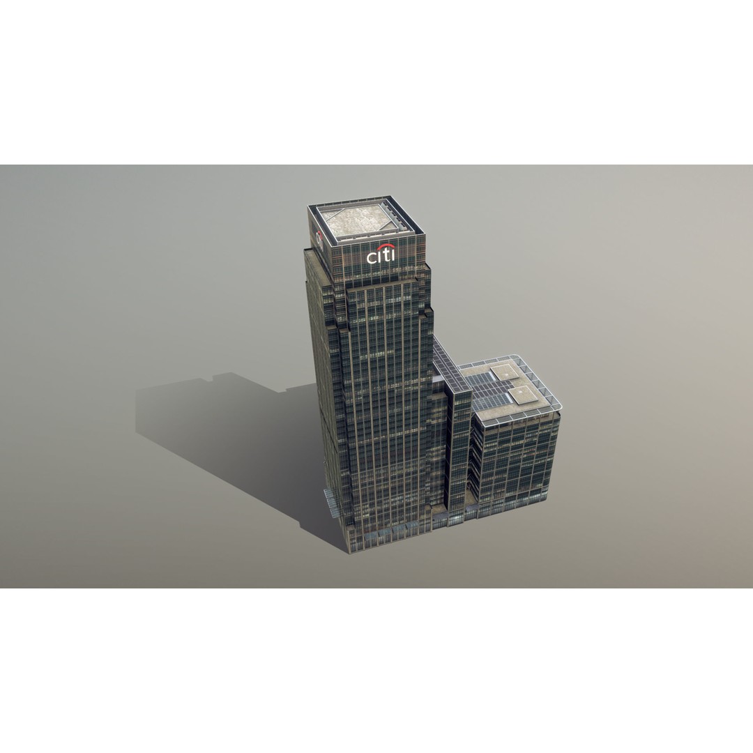 London 25 Canada Square 3D Model – Low Poly Skyscraper, Game Ready - View 8