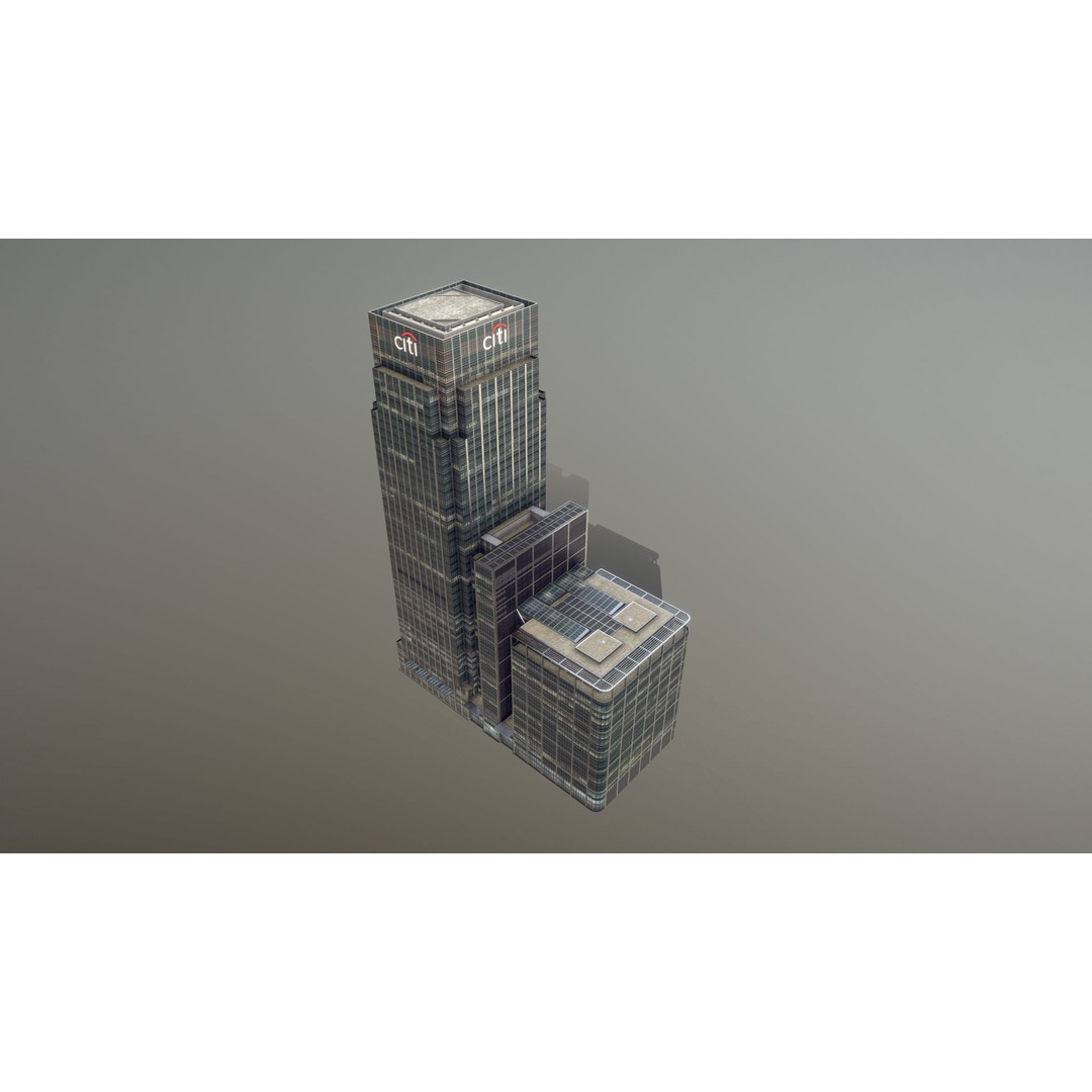 London 25 Canada Square 3D Model – Low Poly Skyscraper, Game Ready - View 9