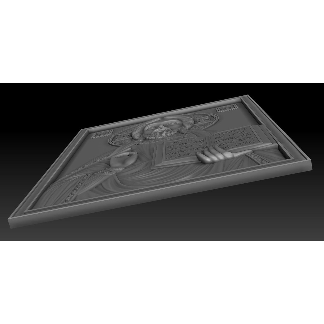 Orthodox Jesus 3D Model – Bronze Low Relief for CNC Milling - View 13