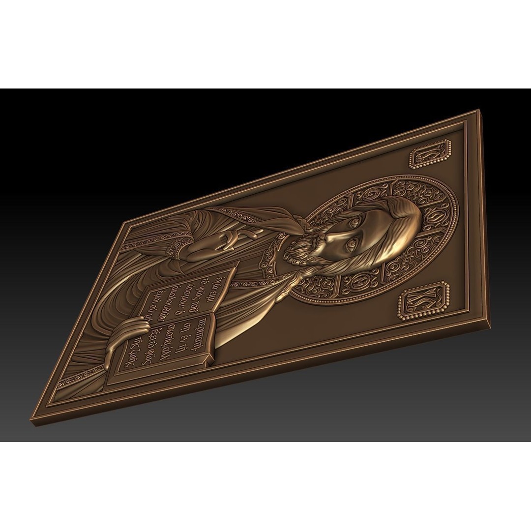 Orthodox Jesus 3D Model – Bronze Low Relief for CNC Milling - View 5