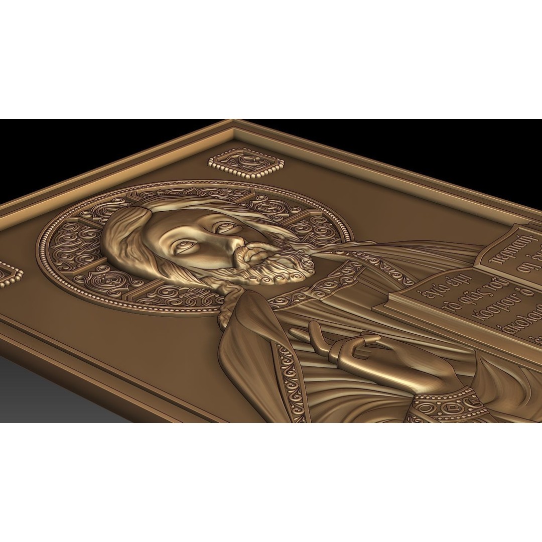 Orthodox Jesus 3D Model – Bronze Low Relief for CNC Milling - View 8
