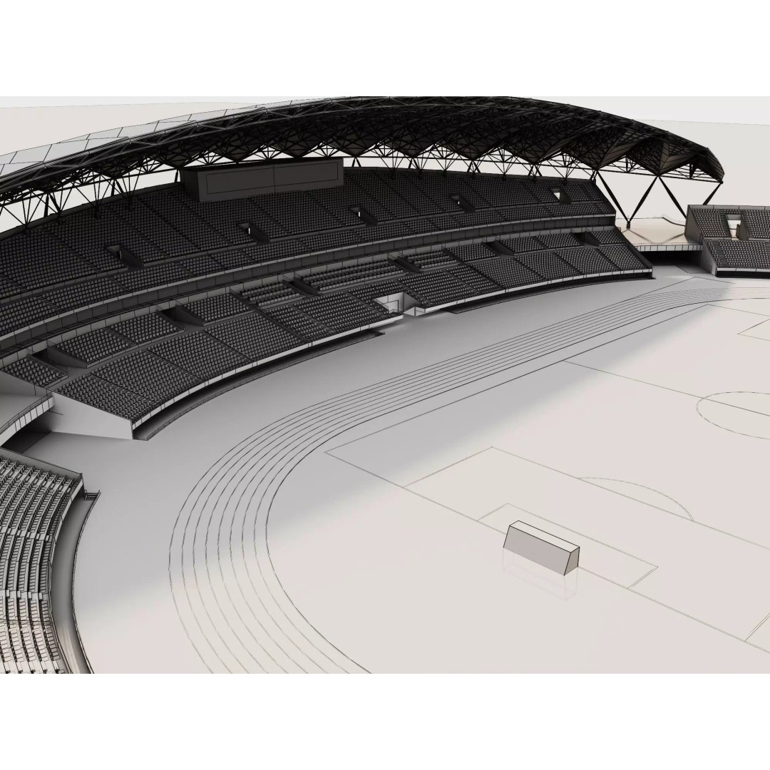 Modern Soccer Stadium 3D Model – Low Poly Game Asset, FBX, OBJ