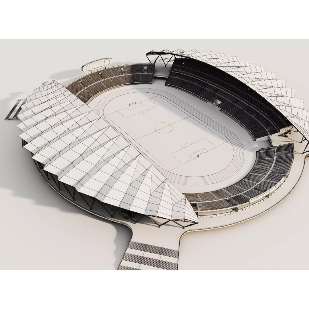 Modern Soccer Stadium 3D Model – Low Poly Game Asset, FBX, OBJ - View 11