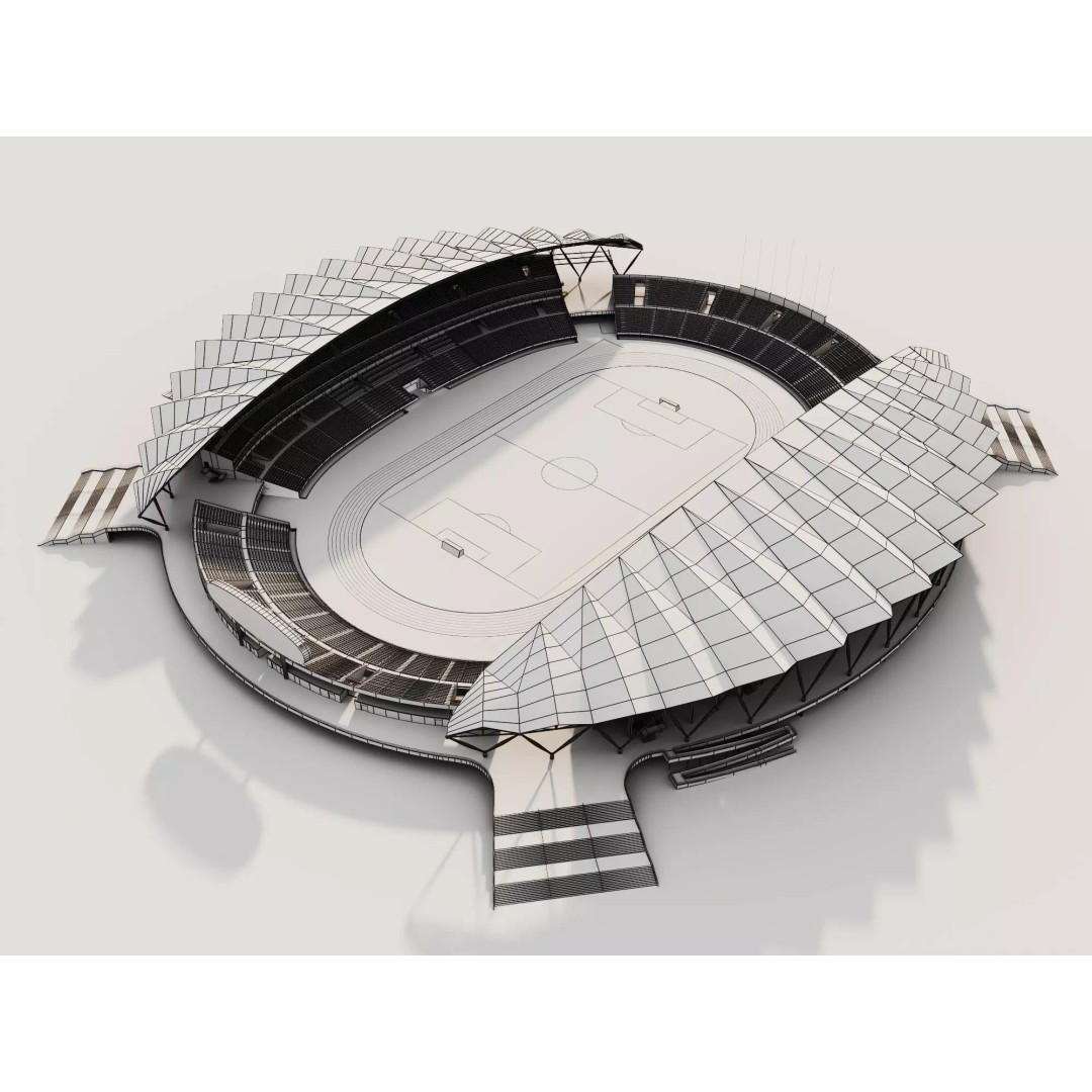Modern Soccer Stadium 3D Model – Low Poly Game Asset, FBX, OBJ - View 12