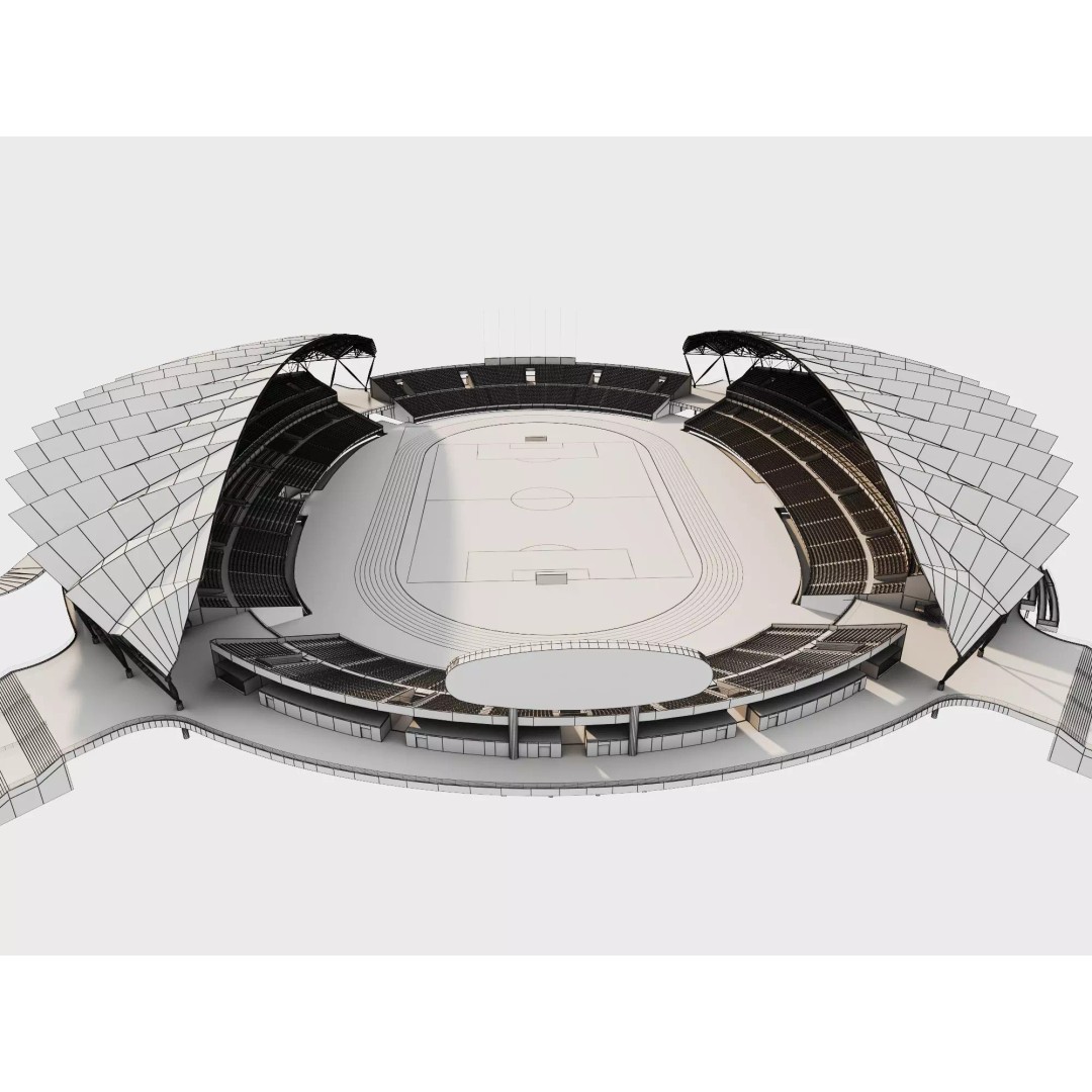 Modern Soccer Stadium 3D Model – Low Poly Game Asset, FBX, OBJ - View 15