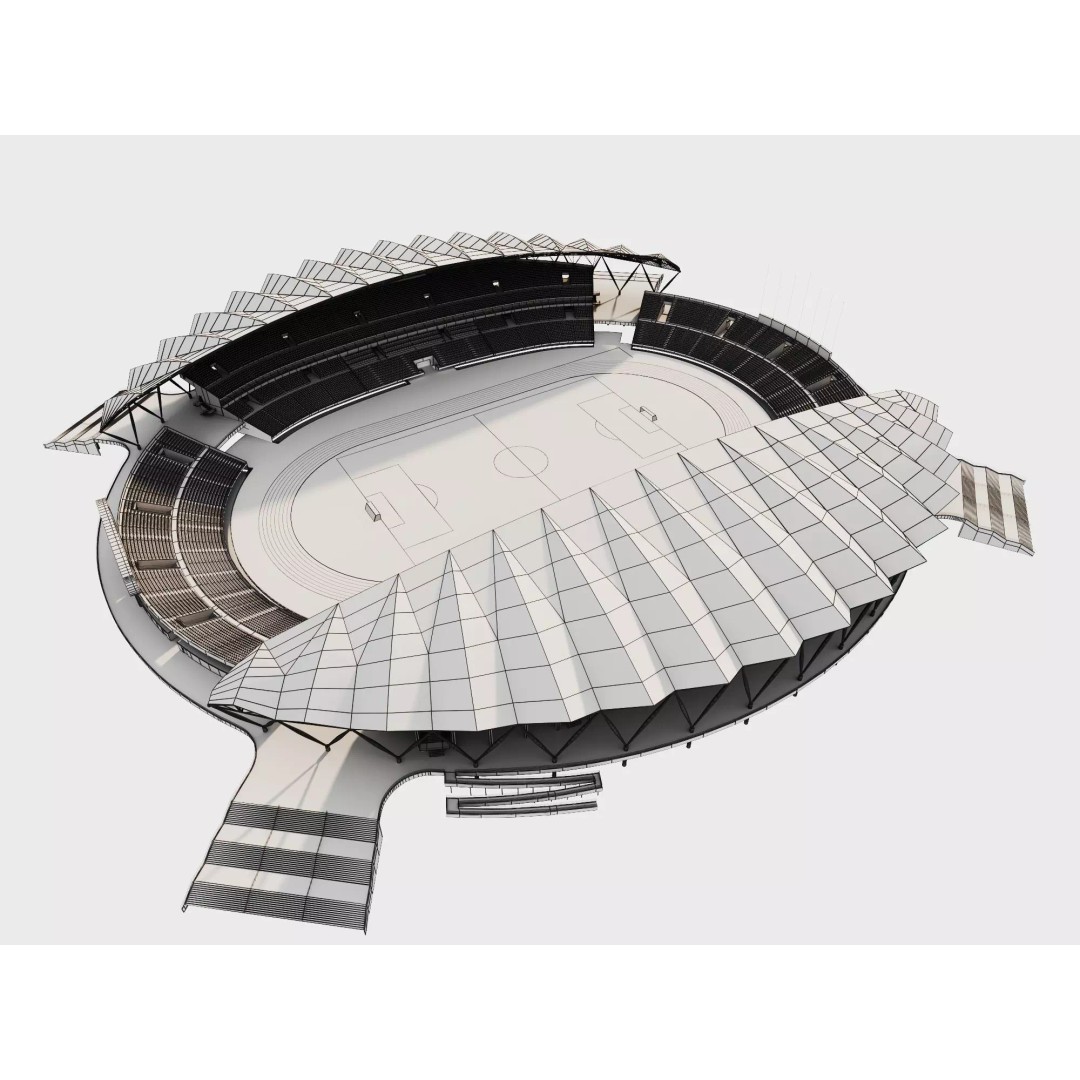 Modern Soccer Stadium 3D Model – Low Poly Game Asset, FBX, OBJ - View 17