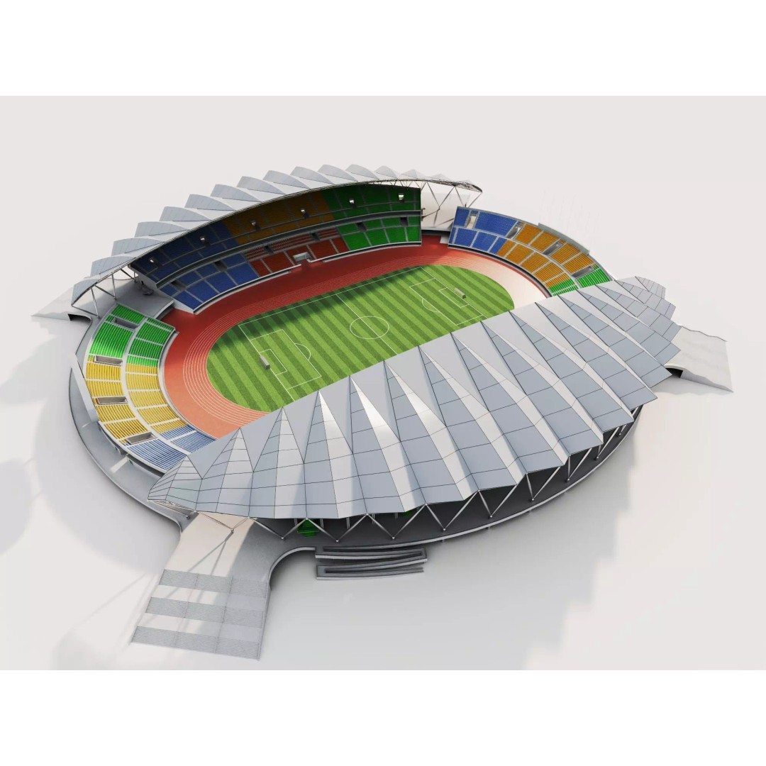 Modern Soccer Stadium 3D Model – Low Poly Game Asset, FBX, OBJ - View 2