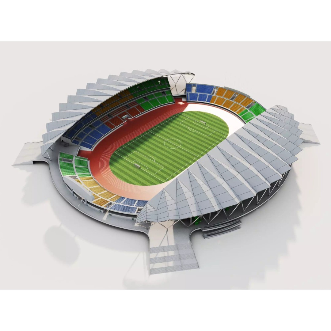 Modern Soccer Stadium 3D Model – Low Poly Game Asset, FBX, OBJ - View 4