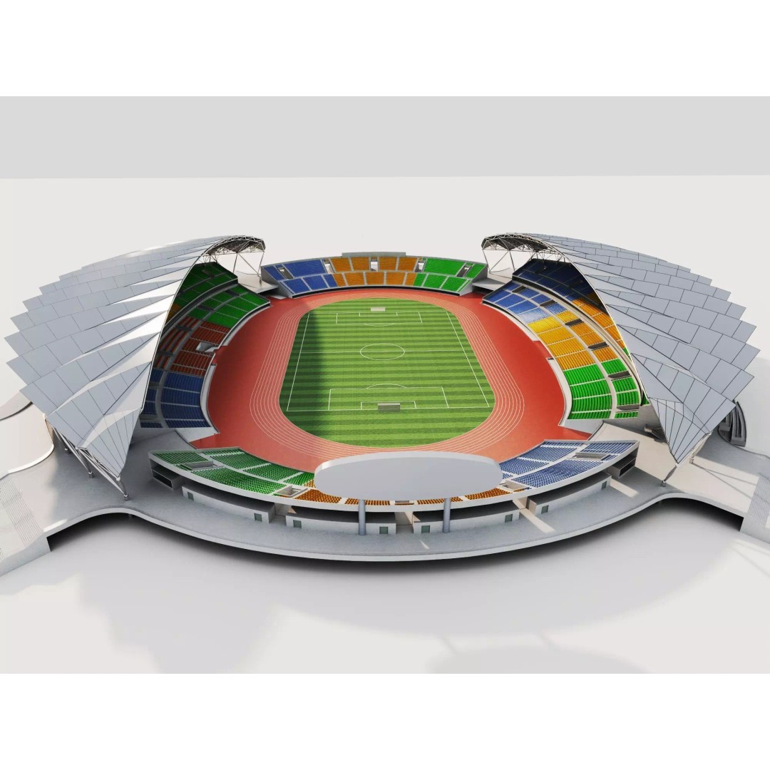 Modern Soccer Stadium 3D Model – Low Poly Game Asset, FBX, OBJ - View 5