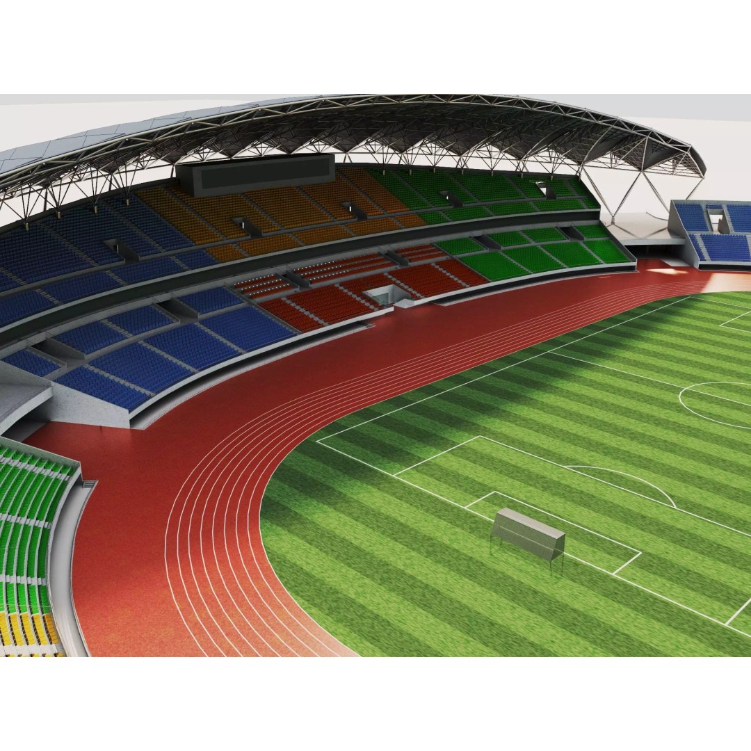 Modern Soccer Stadium 3D Model – Low Poly Game Asset, FBX, OBJ - View 9