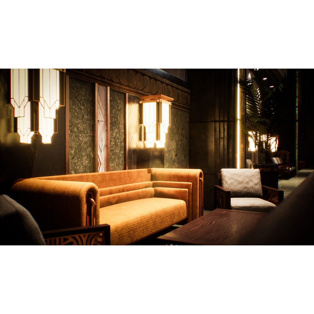 Art Deco Environment Kit 3D Model – Low Poly Architectural Assets, PBR - View 10