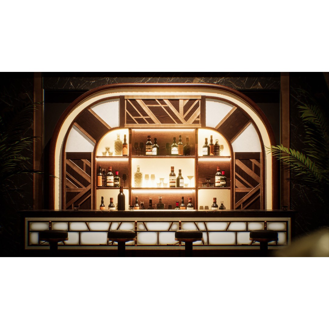 Art Deco Environment Kit 3D Model – Low Poly Architectural Assets, PBR - View 11