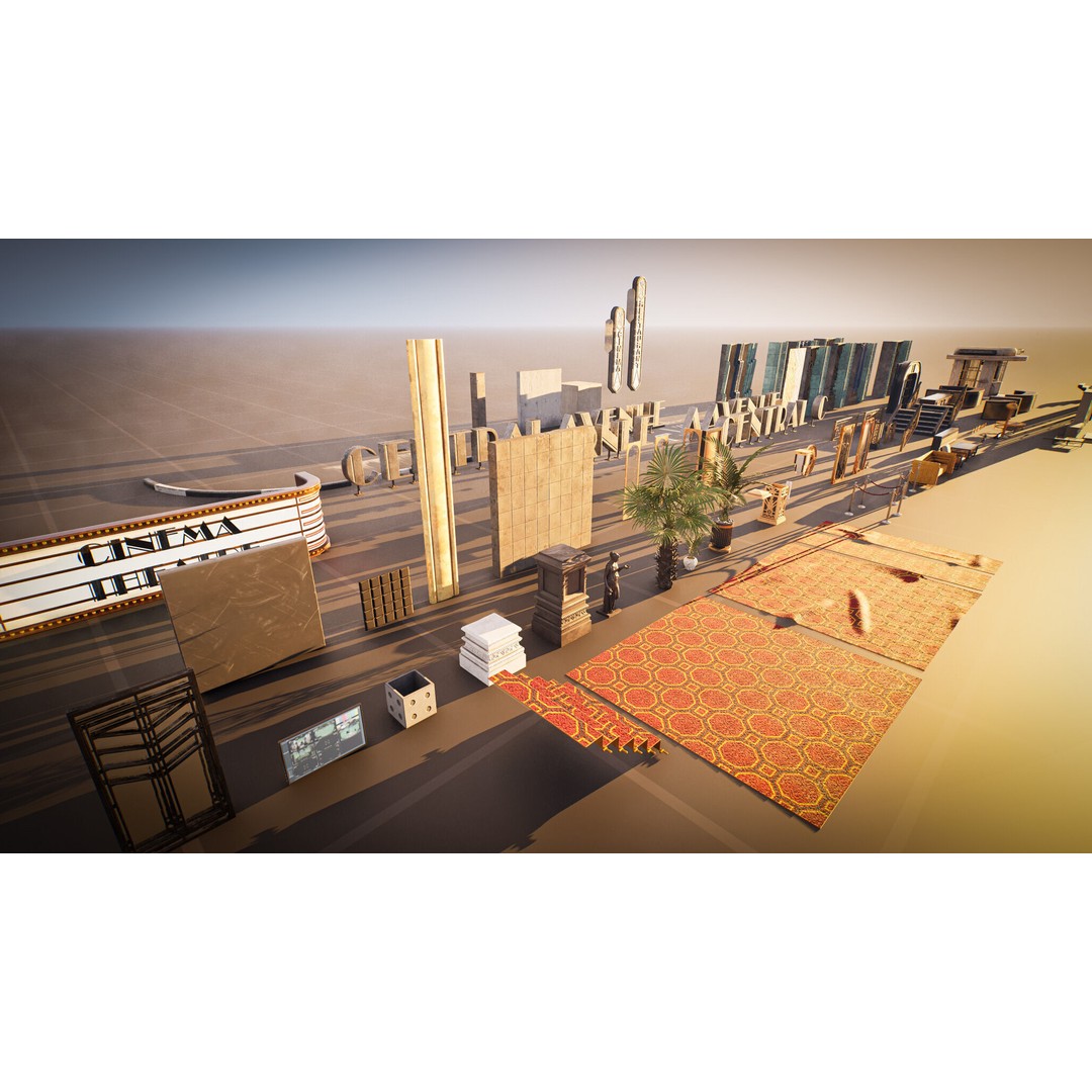 Art Deco Environment Kit 3D Model – Low Poly Architectural Assets, PBR - View 13
