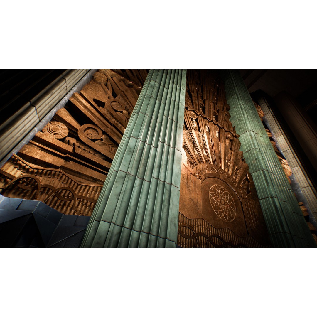Art Deco Environment Kit 3D Model – Low Poly Architectural Assets, PBR - View 3