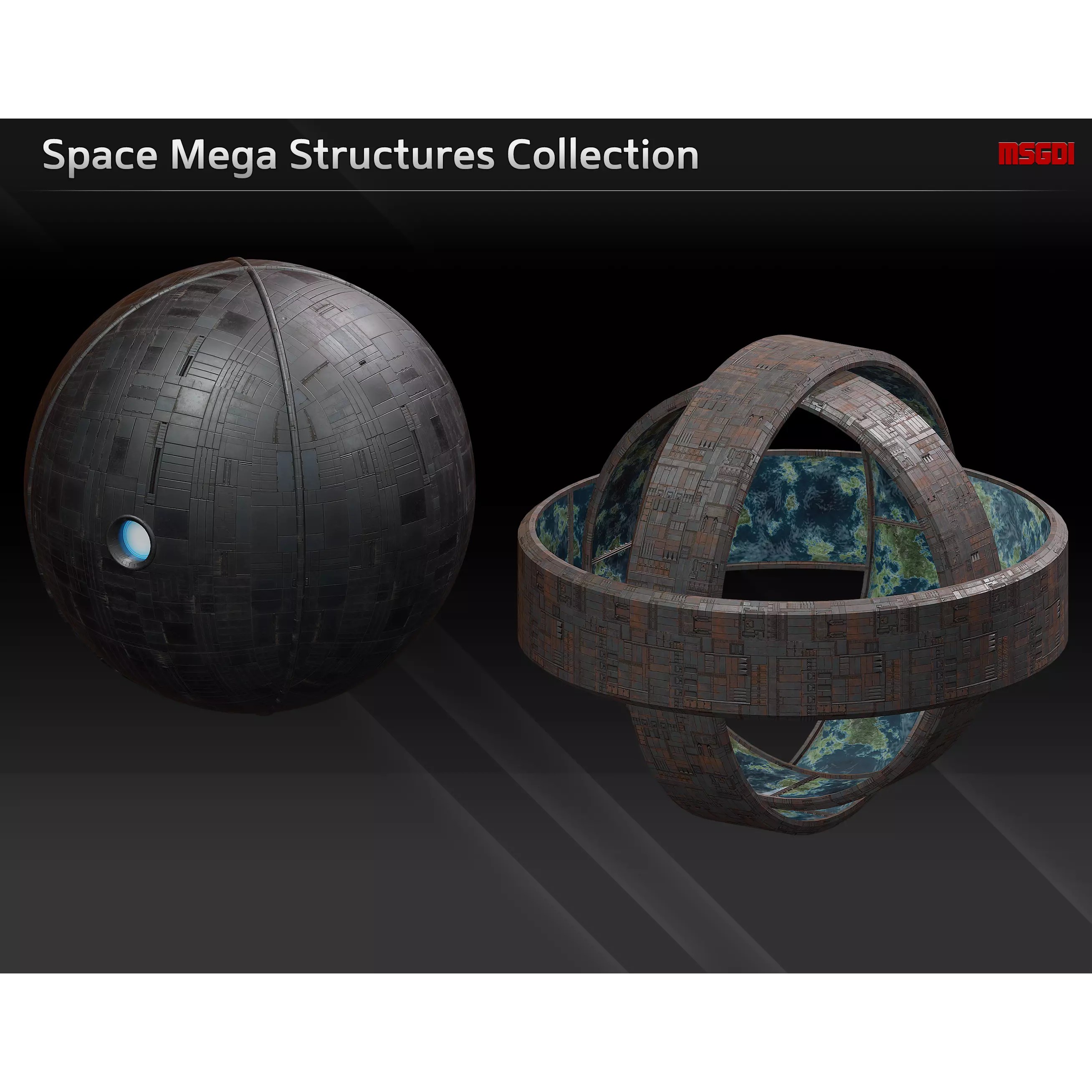 Space Mega Structures Collection - Low-Poly Game-Ready 3D Model - View 2