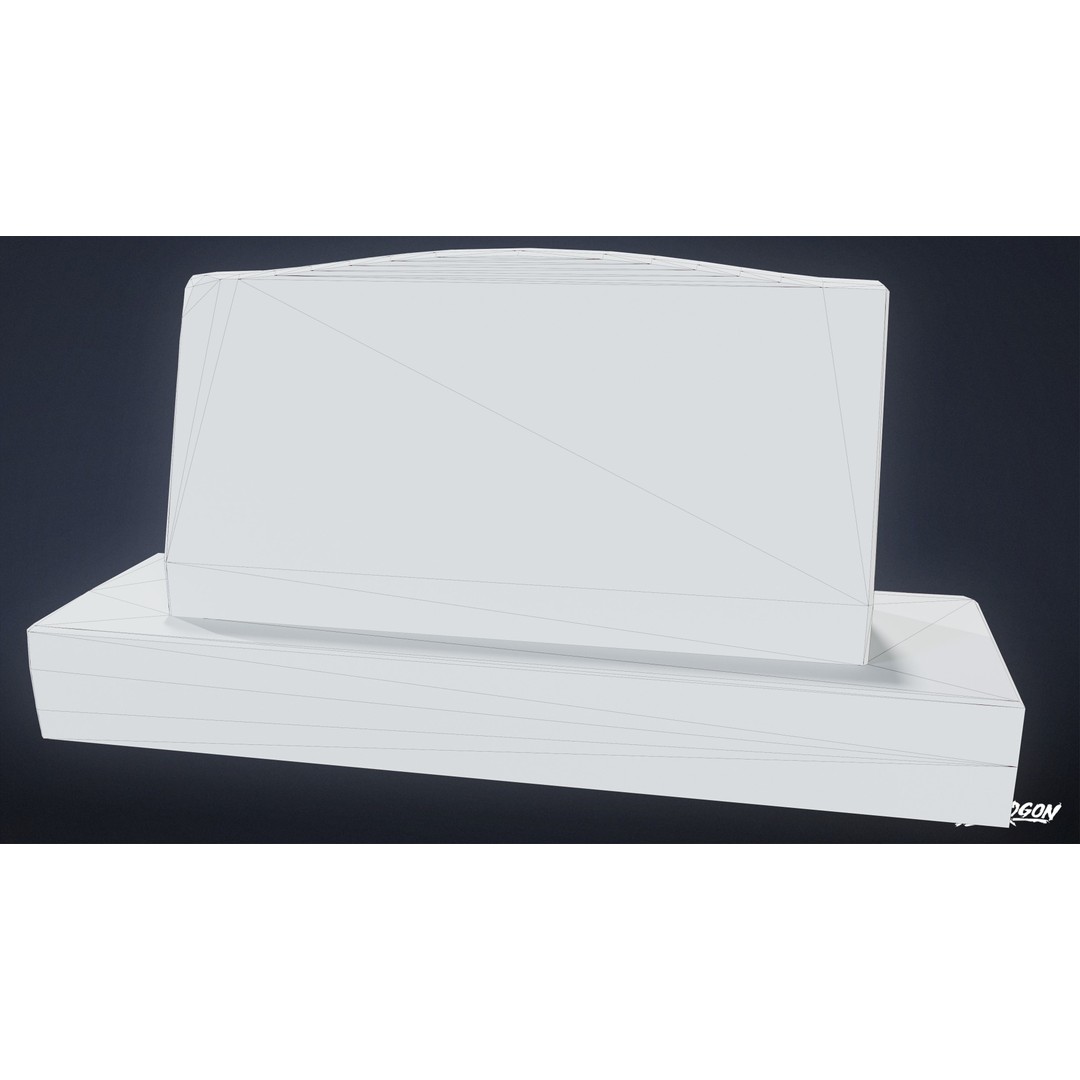 Gravestone 3D Model – Low Poly Historic Tombstone, FBX - View 10